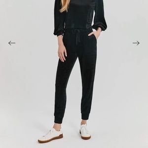 Something Navy Velour Velvet Track Pant Joggers NWT XXL Black
